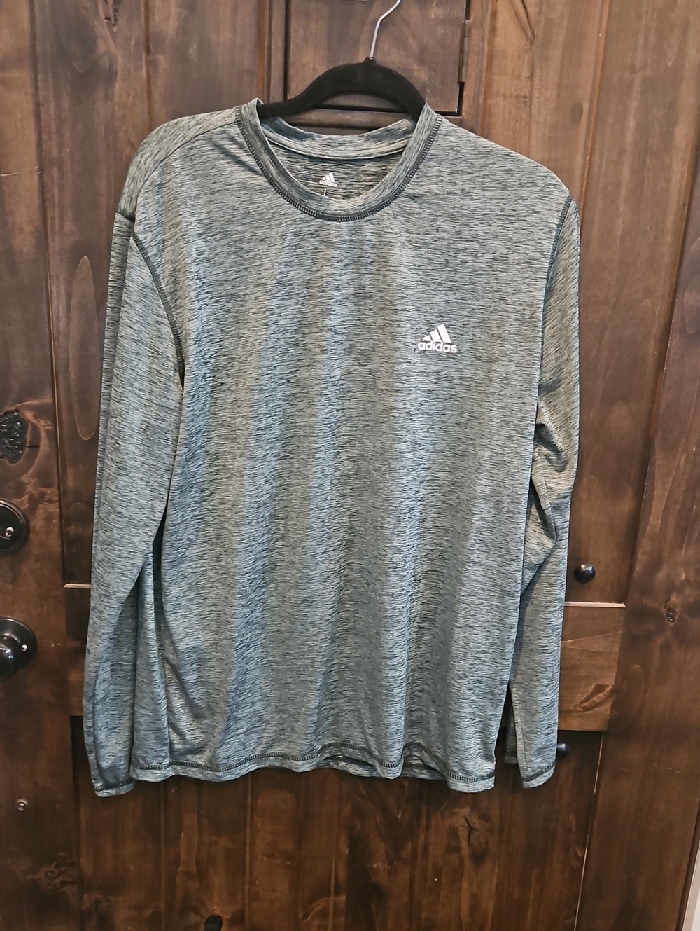 adidas Golf- Men's Long Sleeve Heathered Gray Black Performance Top